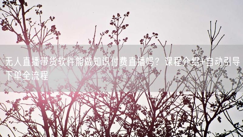 无人直播带货软件能做知识付费直播吗？课程介绍+自动引导下单全流程