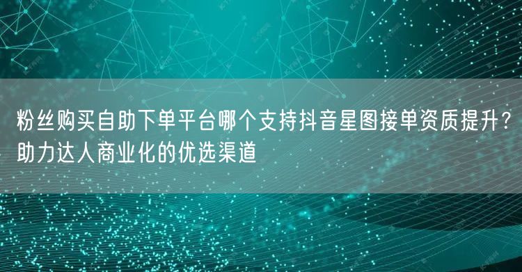 粉丝购买自助下单平台哪个支持抖音星图接单资质提升？助力达人商业化的优选渠道