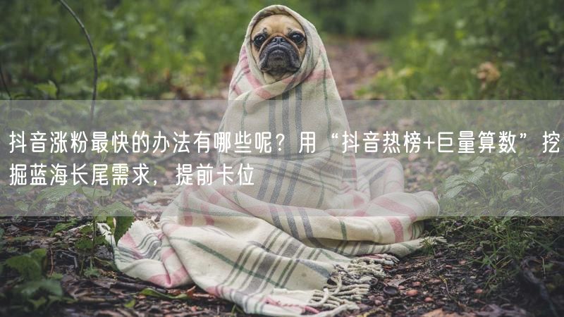抖音涨粉最快的办法有哪些呢？用“抖音热榜+巨量算数”挖掘蓝海长尾需求，提前卡位