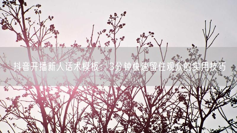 抖音开播新人话术模板：3分钟快速留住观众的实用技巧